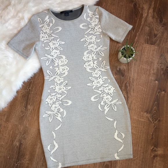 French Connection Jocelyn Jacquard Floral Fitted Bodycon Dress 10 Fall! - Picture 2 of 8